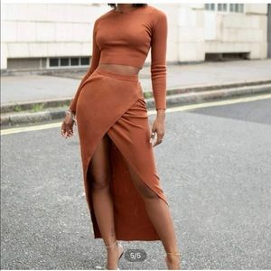 Sweater wrap skirt set